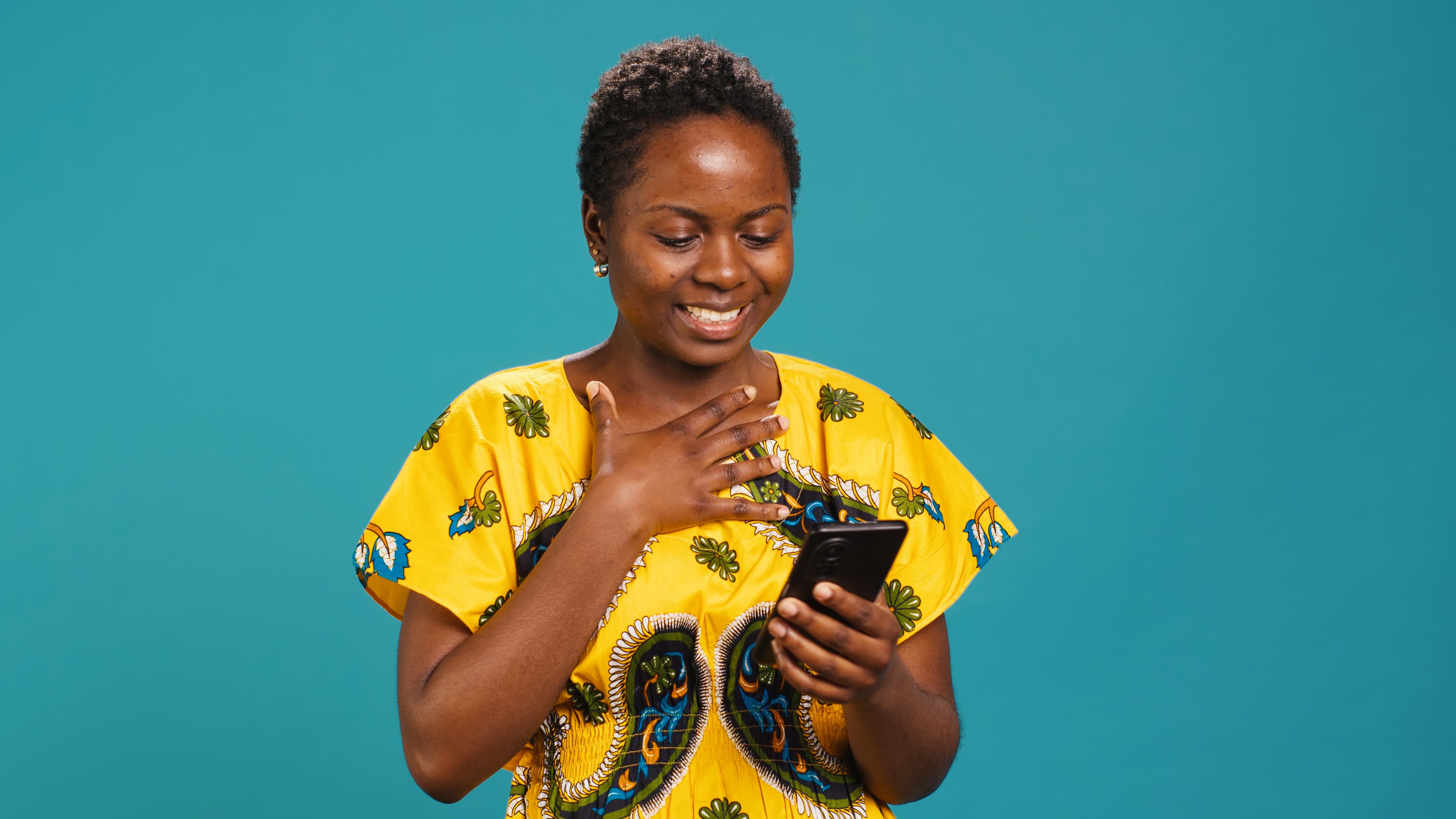 Woman reading news on phone
